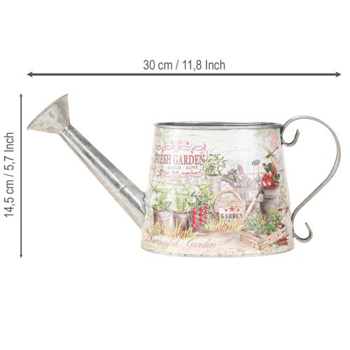 Product Watering can decoration silver metal Fresh Garden 30x11x14.5cm