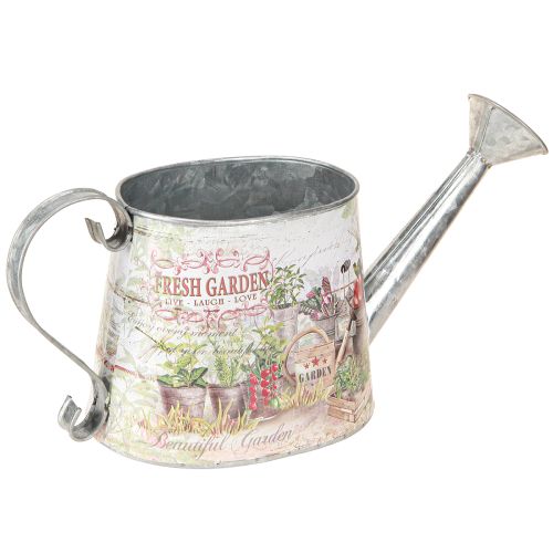 Product Watering can decoration silver metal Fresh Garden 30x11x14.5cm