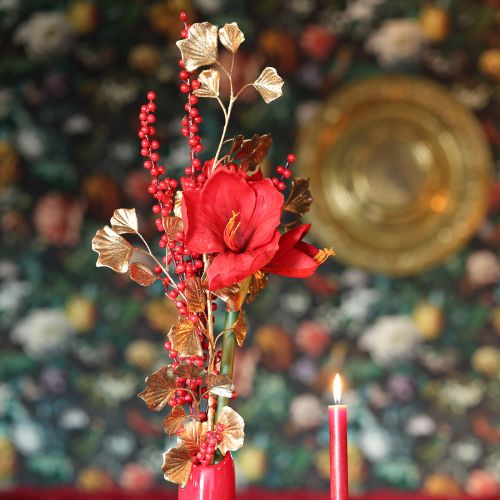 Gingko branch decorative artificial plant bronze glitter 84cm | Floristik24.co.uk