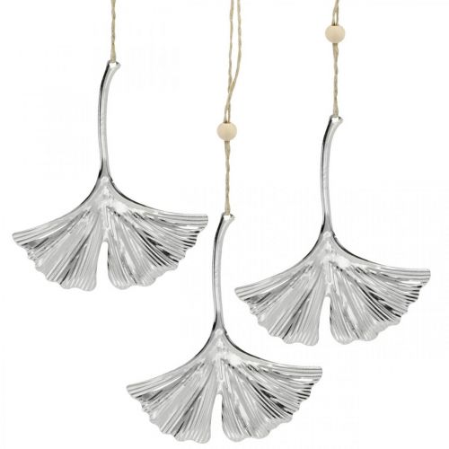 Floristik24 Decorative pendant ginkgo leaf, metal decoration, Advent, autumn decoration silver L12cm 12pcs