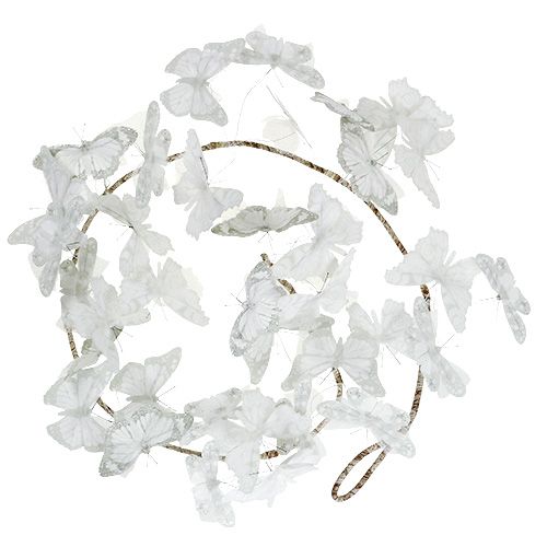 Floristik24 Garland with butterflies white 154cm