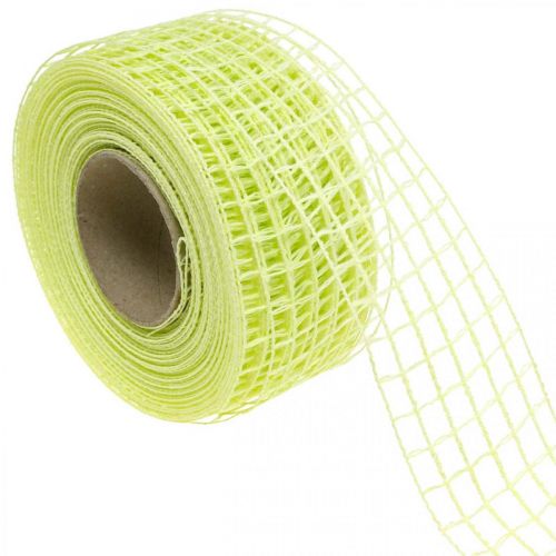 Floristik24 Lattice tape deco tape craft tape yellow lime 4.5cm x 10m