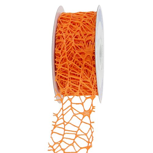 Floristik24 Mesh tape Orange 40mm 10m