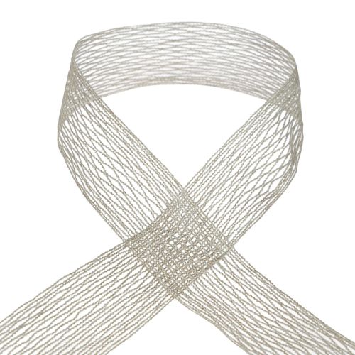Floristik24 Mesh ribbon, decorative ribbon, brown, wire reinforced, 50mm, 10m