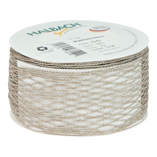 Floristik24 Mesh ribbon, decorative ribbon, brown, wire reinforced, 50mm, 10m