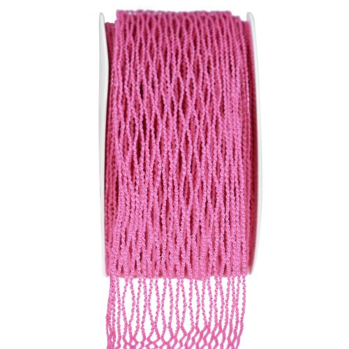 Floristik24 Mesh tape, grid tape, decorative tape, pink, wire-reinforced, 50mm, 10m