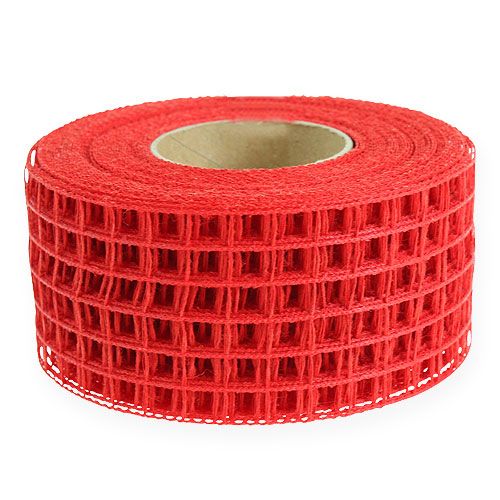 Floristik24 Mesh tape 4,5cm x 10m red