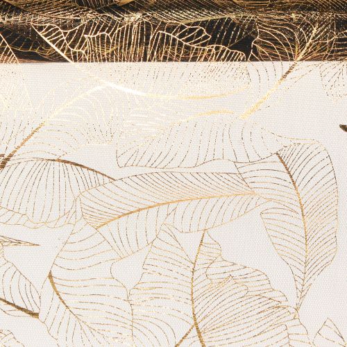 Product Organza table runner black-gold – elegant decorative fabric roll with leaf pattern 48 x 450cm