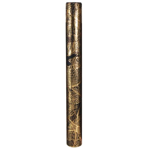 Product Organza table runner black-gold – elegant decorative fabric roll with leaf pattern 48 x 450cm