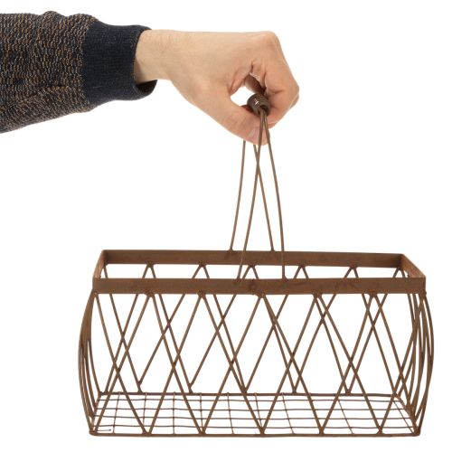 Wire basket, metal, rust look, 28x13.5x14cm, 2 pieces | Floristik24.co.uk