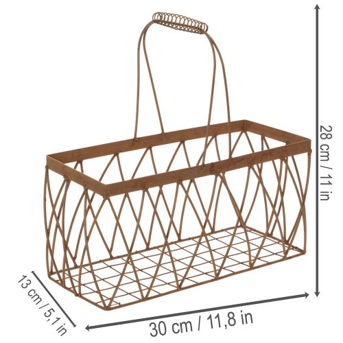 Wire basket, metal, rust look, 28x13.5x14cm, 2 pieces | Floristik24.co.uk