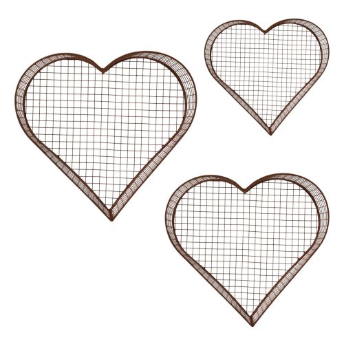 Floristik24 Plant bowl metal heart mesh basket rust 20/24.5/30 set of 3