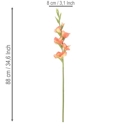 Artificial Gladiolus Stem with 6 Blooms, 88cm, Orange and Yellow | Floristik24.co.uk