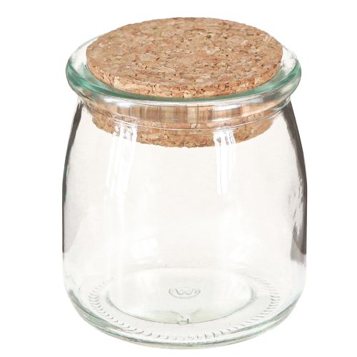 Glass Decoration with Cork Vintage Clear Natural Ø7cm H8cm 6 pcs