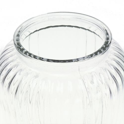 Floristik24 Glass vase ribbed Ø15cm H19,5cm