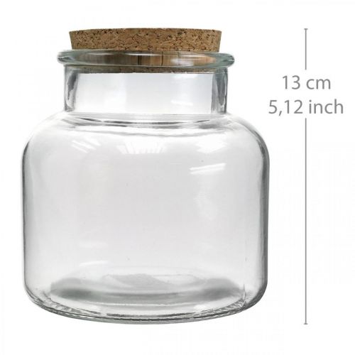 Product Glass with cork lid glass decoration and cork clear Ø12cm H12.5cm