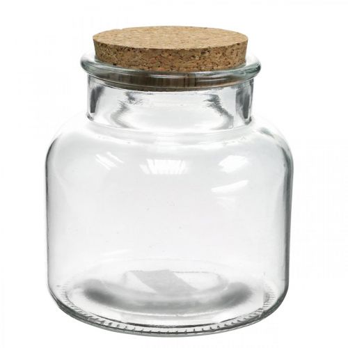 Floristik24 Glass with cork lid glass decoration and cork clear Ø12cm H12.5cm