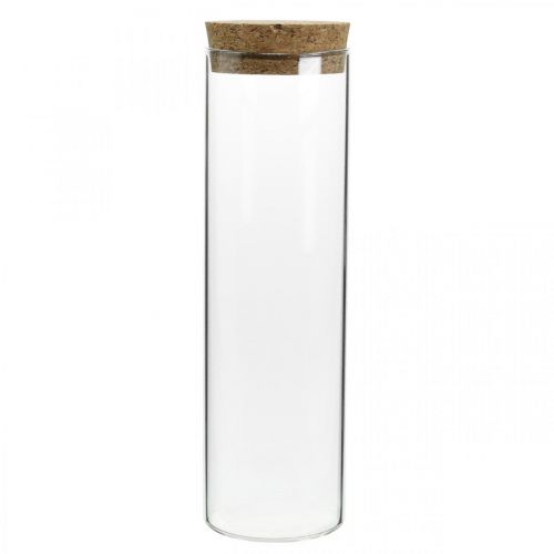 Floristik24 Glass with cork lid Glass cylinder with cork Clear Ø6cm H21cm
