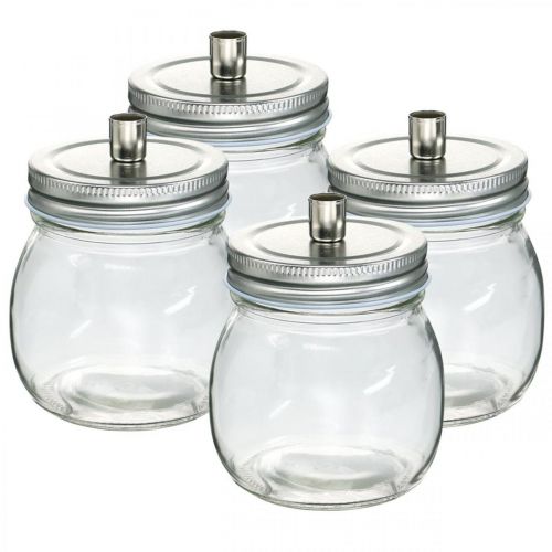 Product Decorative glass with candle holder candle decoration Ø8cm H10.5cm 4 pcs