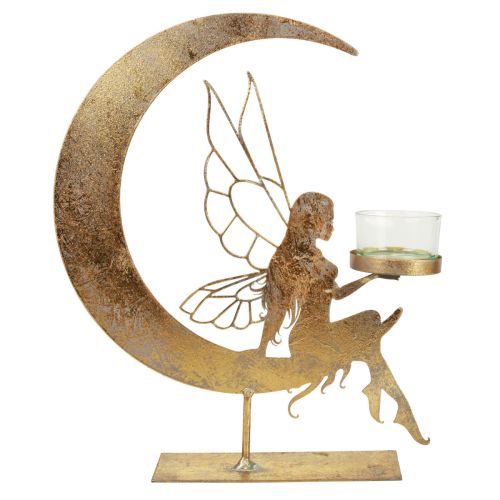 Floristik24 Glass tealight holder metal decorative elves decoration 23×5×28cm