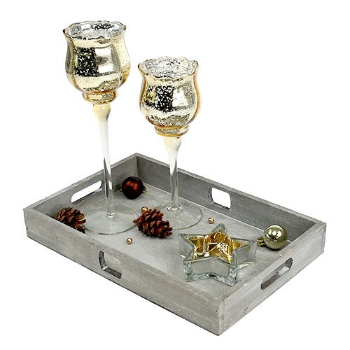 Floristik24 Decorative tray with glass candles gold