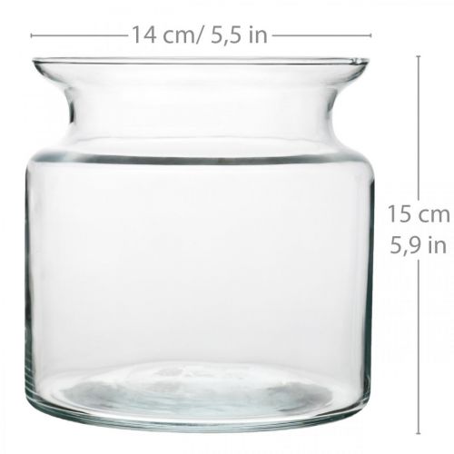 Product Flower vase clear glass vase for decoration in glass Ø14cm H15cm