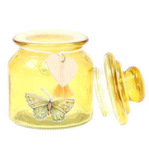 Floristik24 Glass jar bonboniere yellow Ø11cm H15.5cm
