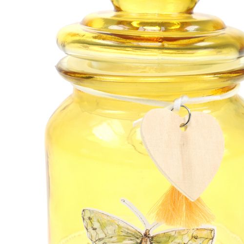 Floristik24 Glass jar bonboniere yellow Ø11cm H15.5cm