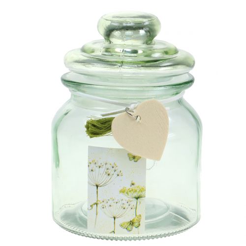 Floristik24 Glass jar Bonboniere Green Ø11cm H15,5cm