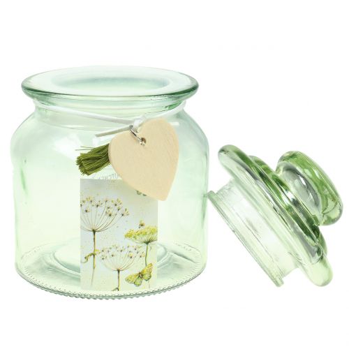 Floristik24 Glass jar Bonboniere Green Ø11cm H15,5cm