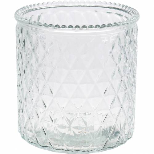 Floristik24 Decorative glass diamond glass vase clear flower vase 2pcs