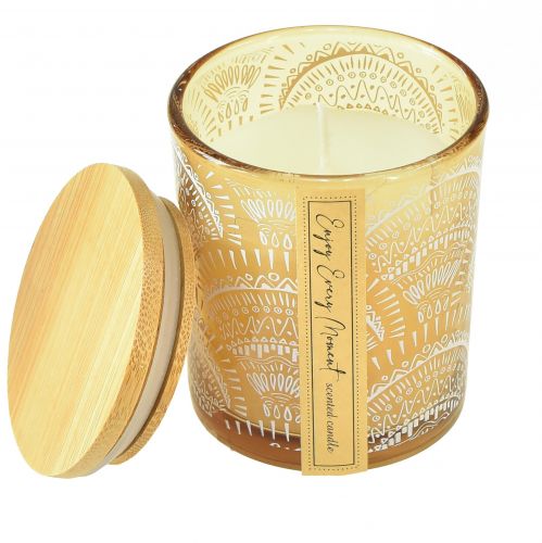 Product Scented candles in glass sandalwood wooden lid H8.5cm 3pcs