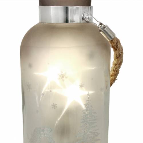 Floristik24 Christmas glass with 4 LEDs and winter landscape 19.5cm
