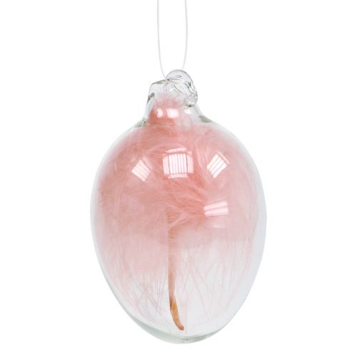 Floristik24 Glass Easter Egg with feathers Assorted 6cm 6pcs