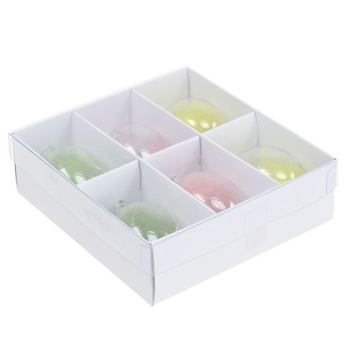 Floristik24 Glass Easter Egg with feathers Assorted 6cm 6pcs
