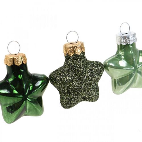 Product Mini Christmas tree decorations mix green glass Christmas decorations assorted 4cm 12pcs