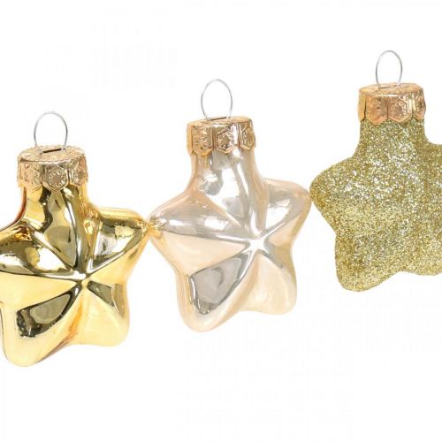 Floristik24 Mini Christmas tree decorations mix glass gold, assorted pearl colors 4cm 12pcs
