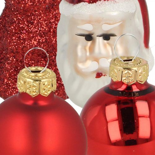 Product Mini Christmas decoration figures and balls assorted glass 3cm 9pcs