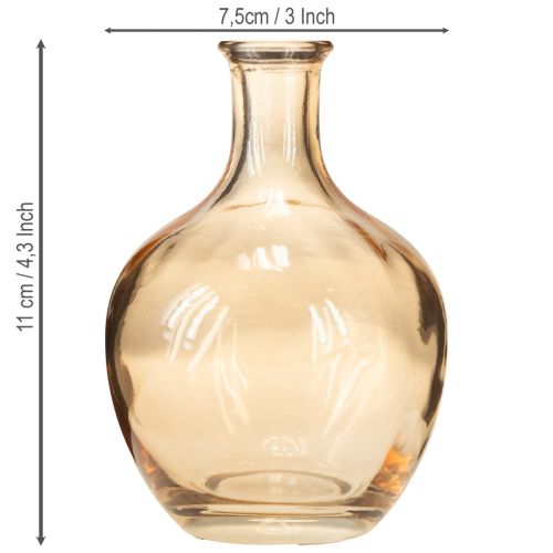 Product Glass bottle mini vase amber and clear Ø7.5cm H11cm 4pcs