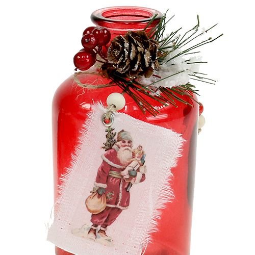 Product Glass bottle with fir and cone red 2pcs