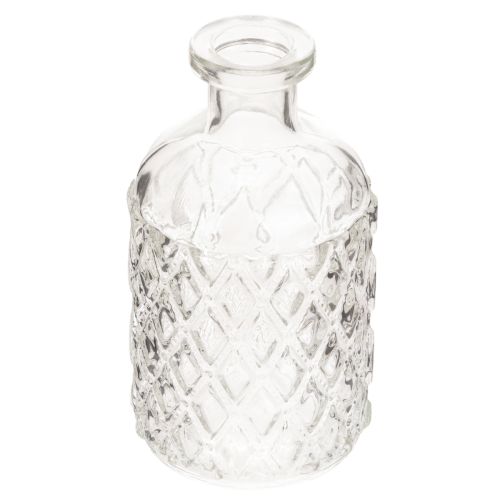 ProductName
Small Clear Glass Vase with Diamond Pattern – Set of 6, 13cm  

ProductDescription
<div>
  <h2>Small Clear Glass Vase with Diamond Pattern for Home Decor</h2>
  <p>
    This small glass vase features a beautiful diamond pattern that adds textu