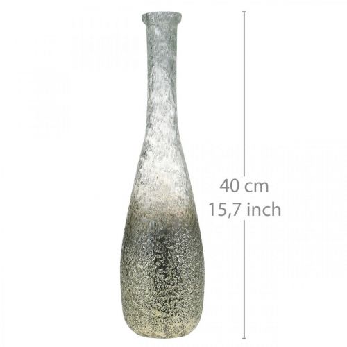 Product Two-tone glass vase, table decoration made of real glass clear, silver H40cm