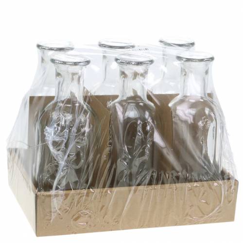 Product Decorative glass bottle with grooved decoration clear Ø7.5cm H19cm 6 pcs