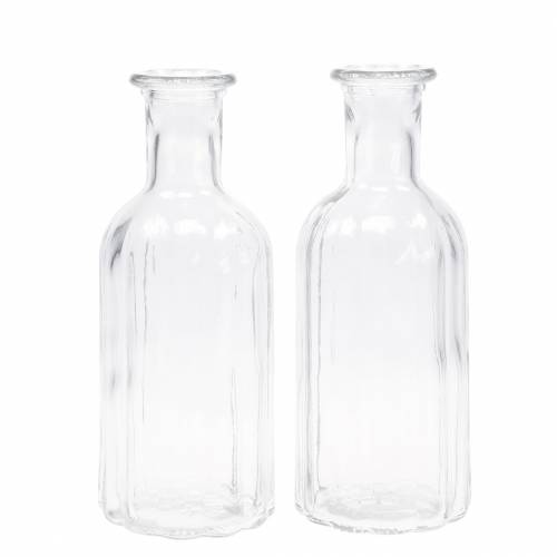 Floristik24 Decorative glass bottle with grooves clear Ø7.5cm H19cm 6 pieces