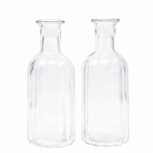 Floristik24 Decorative glass bottle with grooved decoration clear Ø7.5cm H19cm 6 pcs
