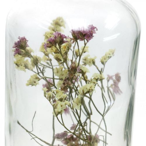 Product Glass with candlestick, glass decoration with dried flowers H16cm Ø8.5cm