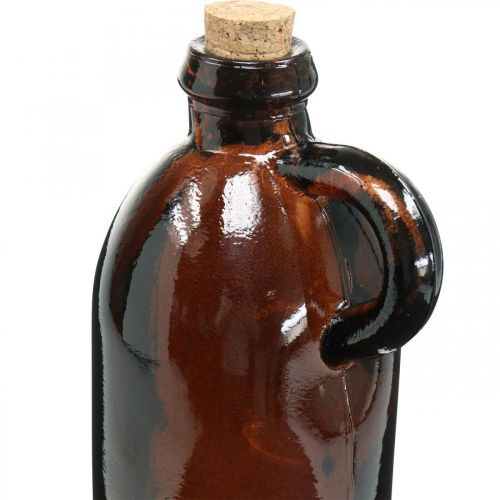 Floristik24 Glass bottle vintage with cork and handle brown Ø7.5 cm H22cm