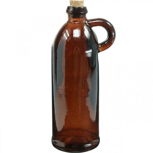 Floristik24 Glass bottle vintage with cork and handle brown Ø7.5 cm H22cm