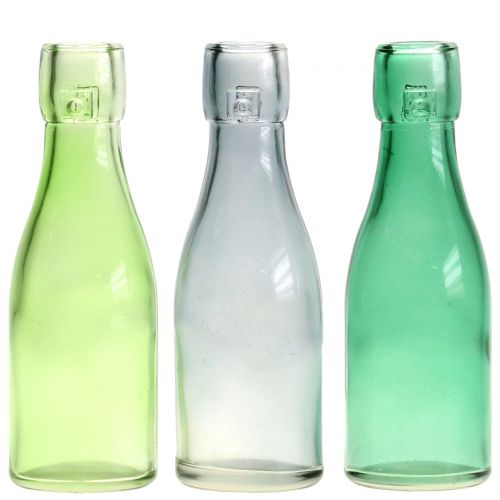 Floristik24 Glass bottle vase Ø5cm H16cm green / gray 6pcs