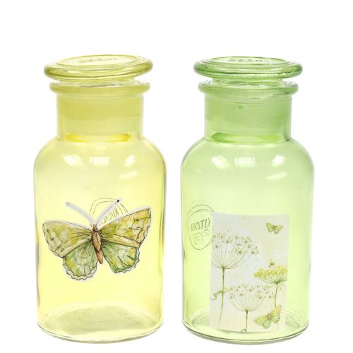 Floristik24 Deco glass bottle with closure 14cm 2pcs